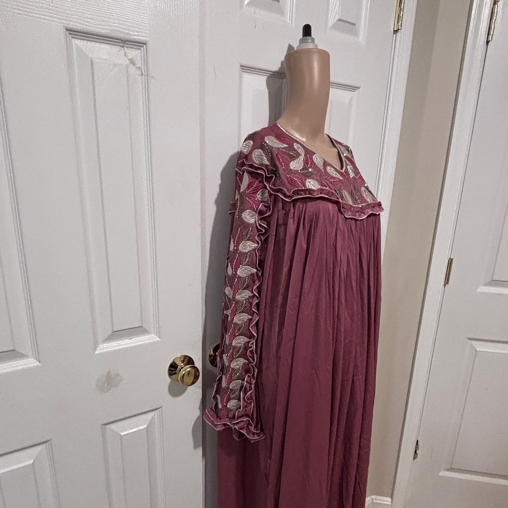 Elegant Mauve Embroidered Women's Dress